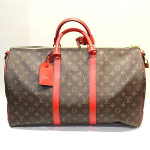 Louis Vuitton Keepall Bandouliere 50 Monogram Boston Bag Poppy Red